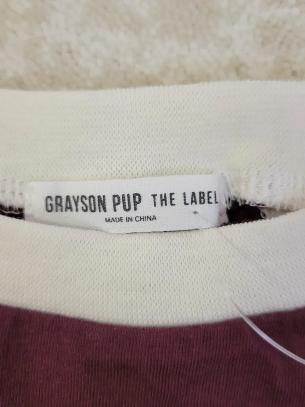 Grayson Pup The Label Loved Raglan Dog Tee Large Maroon Heart Brand New Cute Lov